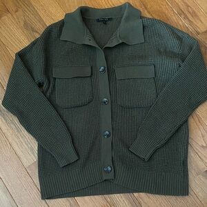 Cyrus Olive Green Thick Waffle Knit Button Up “Grandpa -Core” Cadigan